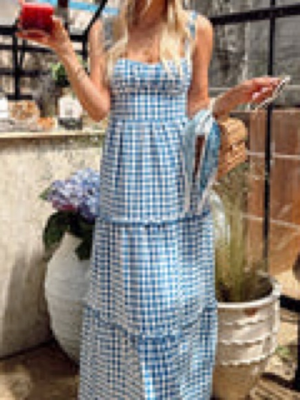 Show Me Your Mumu Rosie maxi Dress ~ Blue Bounty Gingham - Picture 7 of 7